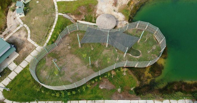 Cranes’ enclosure at Tràm Chim National Park.