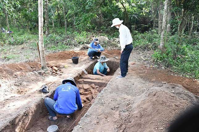 Remains of the wall recently uncovered underground.