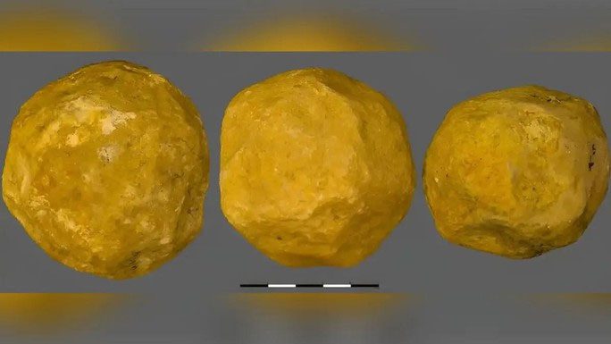 Three of the strange artifacts excavated from the 1.4 million-year-old site in Israel