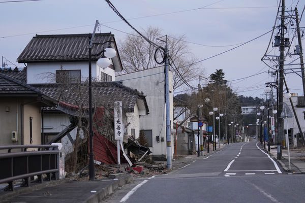 The deserted scene in the town located 6km from the Fukushima Daiichi Nuclear Power Plant.