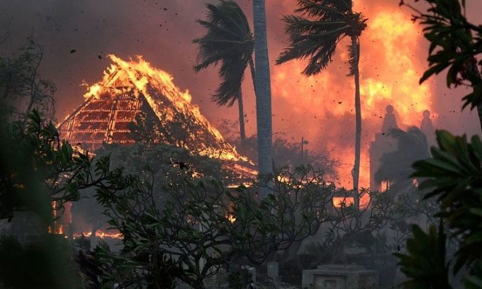 The fire destroyed many structures on Maui Island.