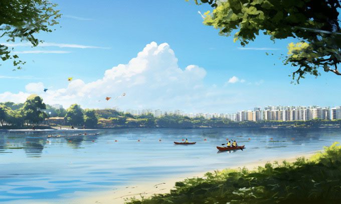 Simulation of the view from East Coast Park towards Long Island.