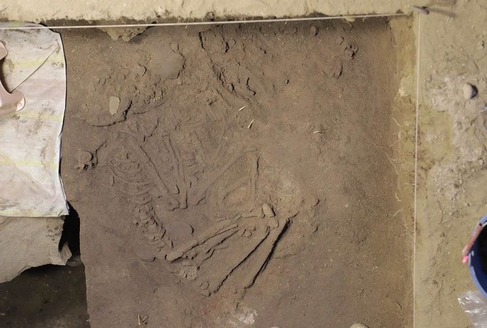 Human bones excavated at cave pit team 4 in the core area of the Tam Chuc scenic complex.