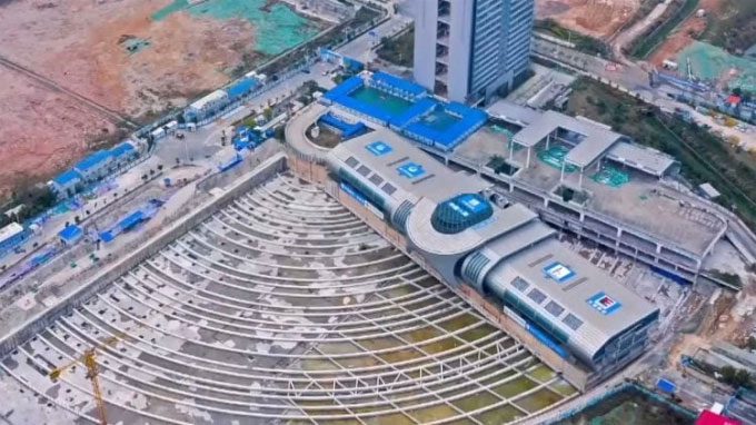 The bus station rotated 90 degrees to move to its new location.