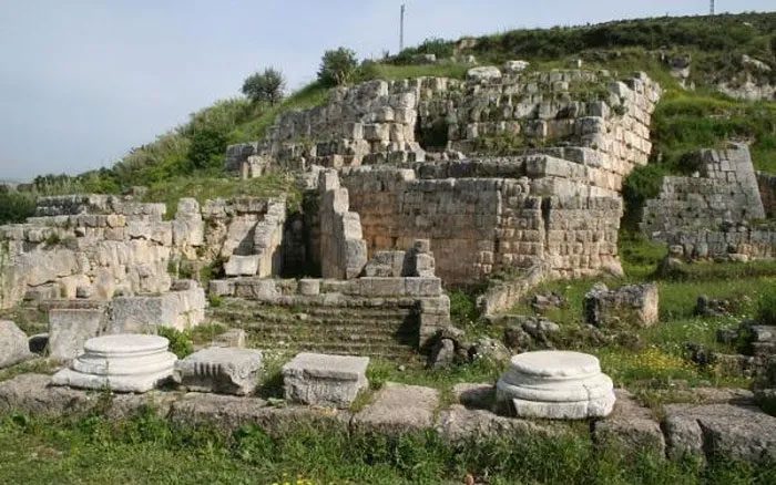 Ancient Ruins of Sidon (now Saida) on the Map of Lebanon.