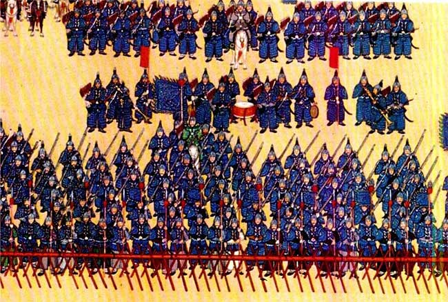 The Eight Banners Army of the Qing Dynasty in an ancient painting.
