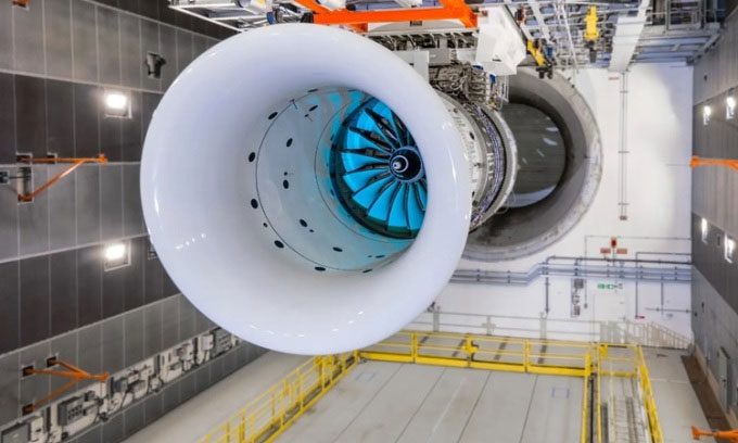 UltraFan engine at Rolls-Royce factory.