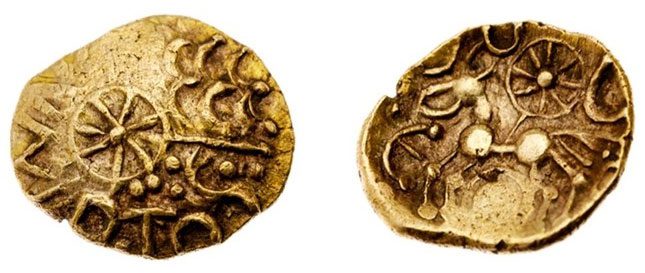 Front and back of the rare gold coin recently discovered in the UK.