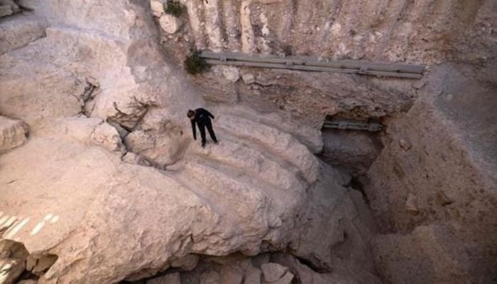 Hewn stone pipes recently excavated by Israeli archaeologists.