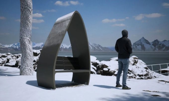 Chair made from recycled wind turbine blades.