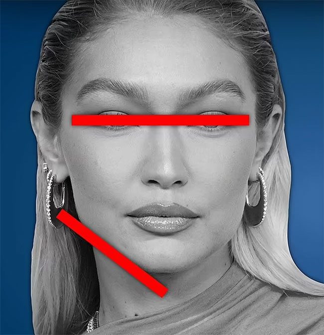 Gigi Hadid has a jaw angle of 141.9 - close to the "perfect angle" of 142 degrees.