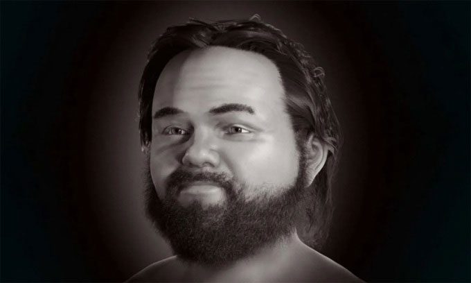 Reconstructed face of a 115 cm tall Medieval man.