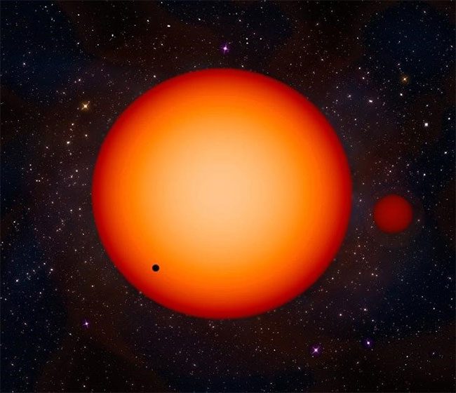 Illustration of the Kepler-38 binary star system.