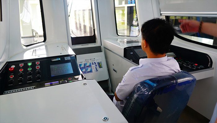 Train using an automatic driving system.