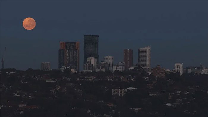 The Moon in the sky over St Leonards, Sydney, Australia