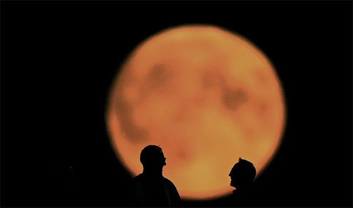 The Blue Supermoon at the T20 cricket match between England and New Zealand