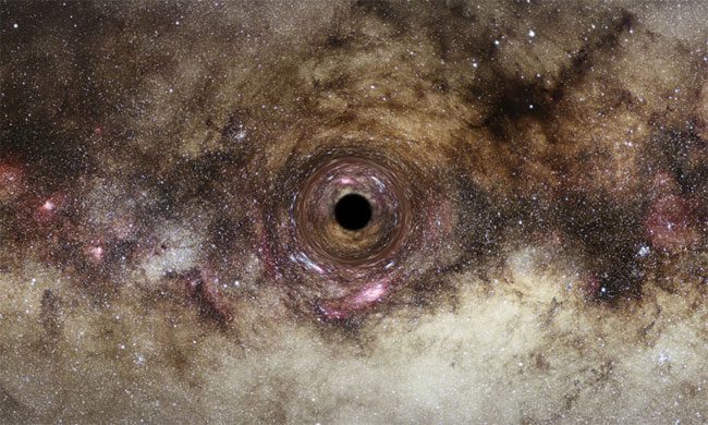 Simulation of a black hole in space.