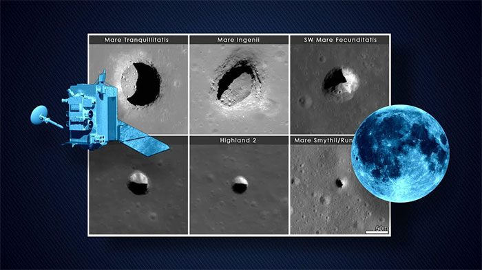 Images from the Lunar Reconnaissance Orbiter show craters on the Moon's surface.