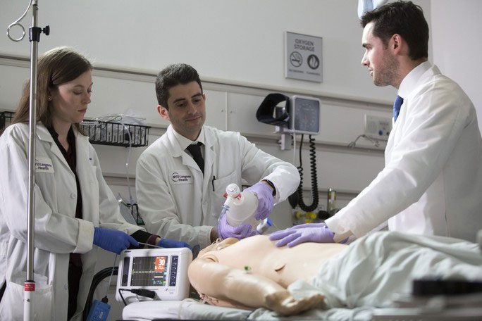 CPR training at a medical facility