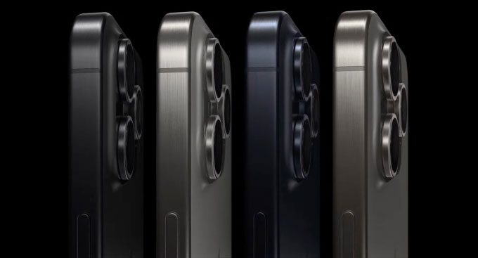 The four colors of iPhone 15 Pro are Black Titanium, White Titanium, Blue Titanium, and Natural Titanium