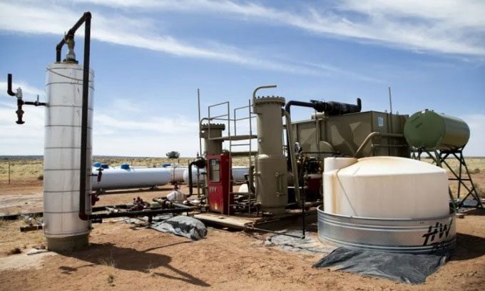 Helium mining activities near Chambers, Arizona, USA.