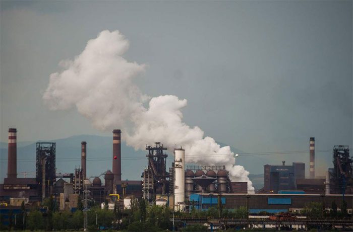 Smoke rising from a factory in Kosice, Eastern Slovakia, on July 29, 2019.
