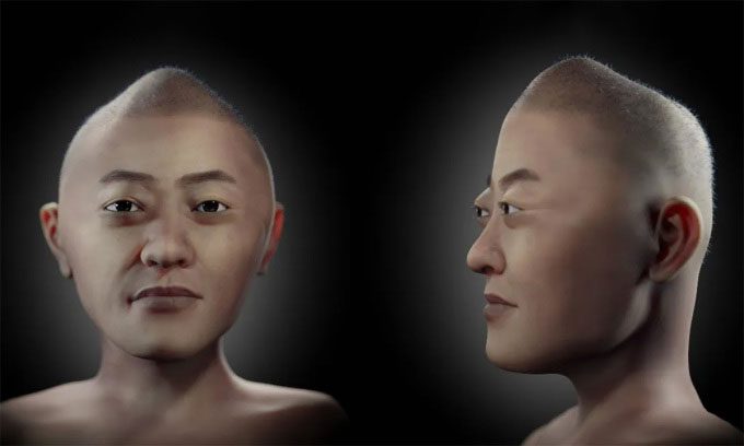 Reconstructed face of an Andean individual with skull deformity
