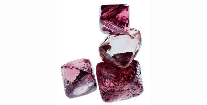 Various shades of pink diamonds in the Argyle Formation, Australia