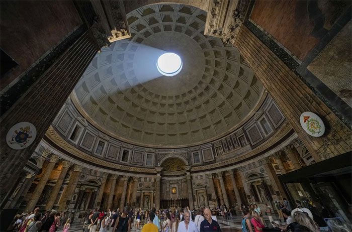 The dome of the Pantheon in Rome, Italy.