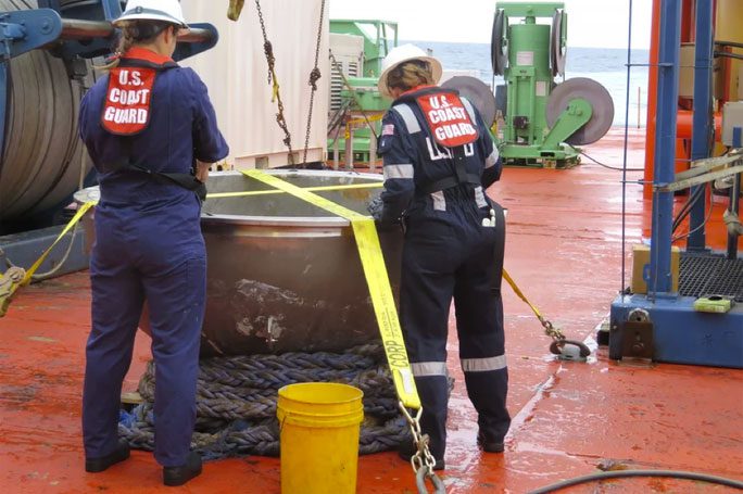 A remnant of the Titan submersible nearly intact after the explosion in June.