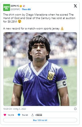 The jersey worn by Maradona in the World Cup 1986 quarterfinal sold for 4 million pounds
