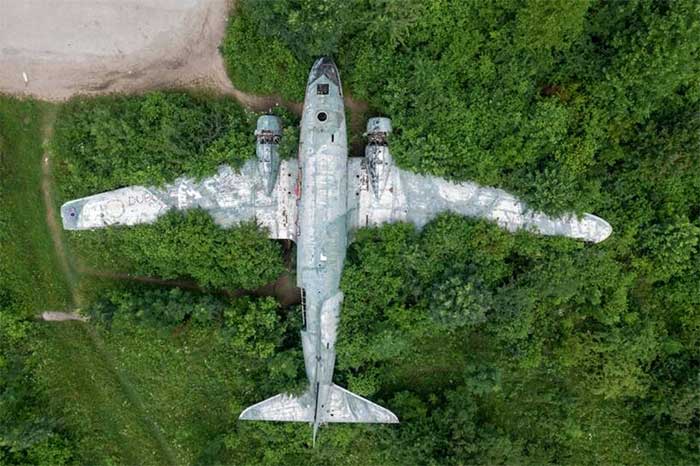 The abandoned Douglas C-47 aircraft in the Zeljava military base.