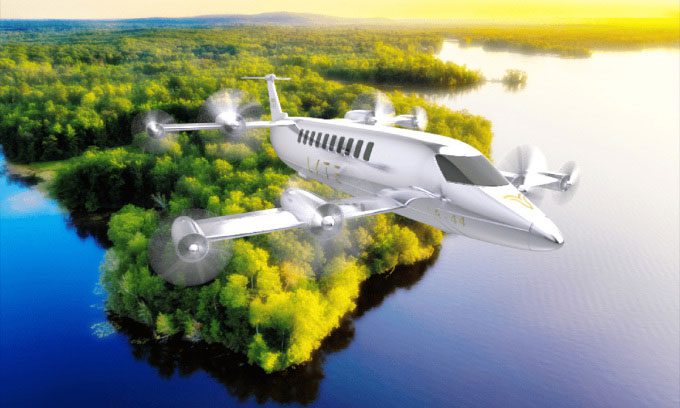 Concept of SkyBus aircraft with a capacity of 44 people.