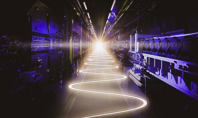The X-ray Free Electron Laser (XFEL) generates its first X-ray pulse.