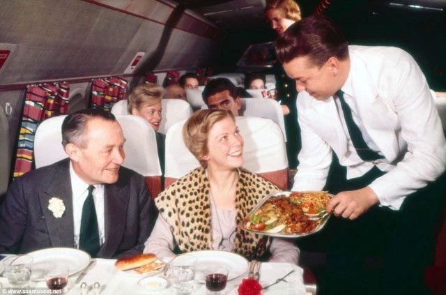 Passengers waiting to be served lobster and caviar
