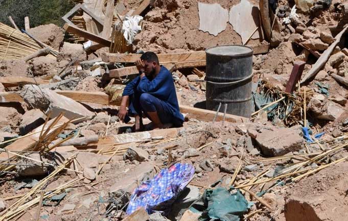The village of Tikht heavily damaged by the earthquake on the night of September 8.