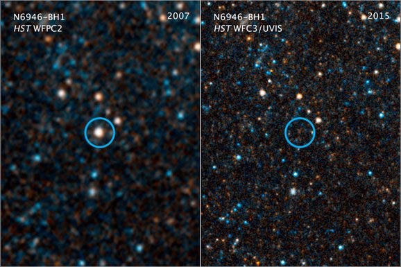 The area of the sky where N6945-BH1 existed has been empty since 2009