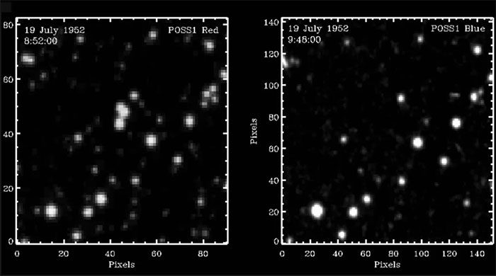 Images taken less than an hour apart showing many stars have disappeared mysteriously.