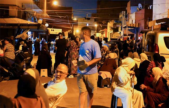 Residents gather in Casablanca on September 9 after the strong earthquake in Morocco.