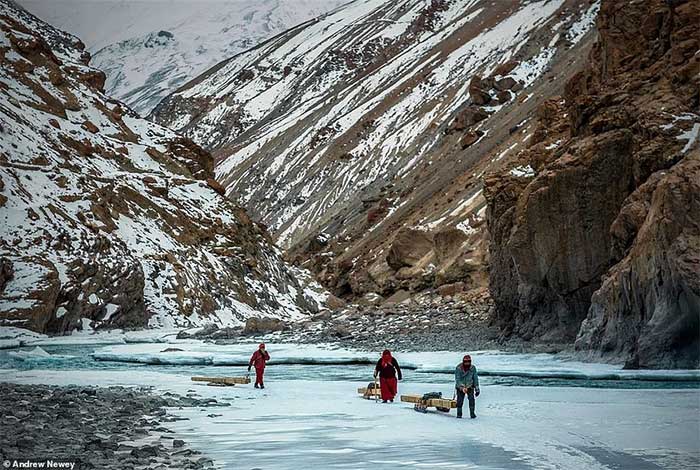 Monks can transport essentials using wooden sleds