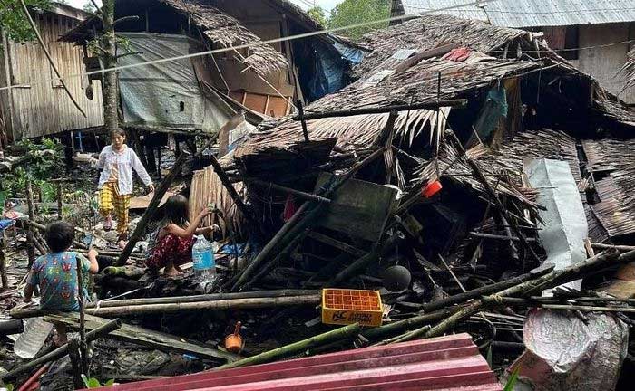A house destroyed by the earthquake in Hinatuan, Surigao del Sur, Philippines