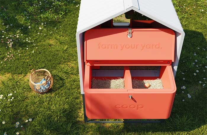 The system for feeding, caring for chickens, and waste management is fully automated.