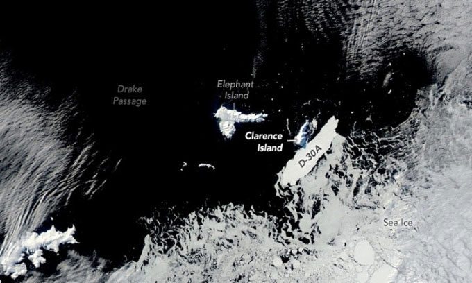 Satellite captures the collision between D-30A and Clarence Island.