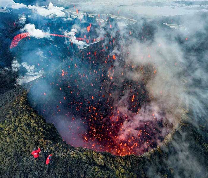 Klyuchevskoy volcano during an eruption in 2021.