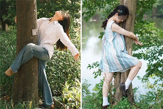 Hugging trees to relieve stress and anxiety.