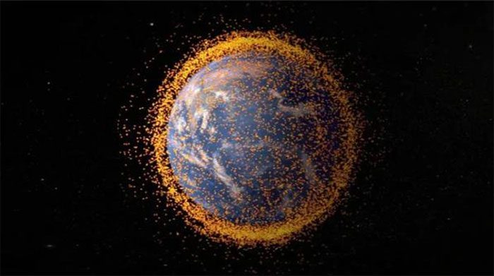 NASA graphic depicting the amount of space debris currently orbiting Earth