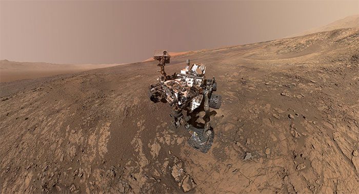 NASA's Curiosity rover takes a selfie on Mars.