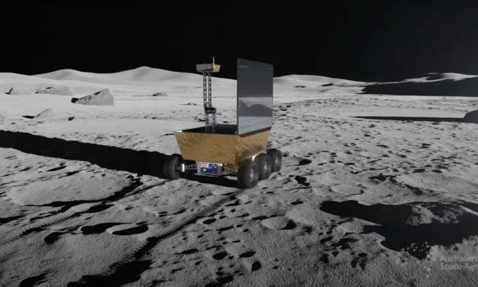 Simulation of Australia's first exploration robot on the lunar surface.