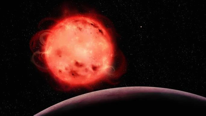 Red dwarf star TRAPPIST-1 surrounded by 7 planets