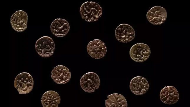 These coins are called staters, a popular currency in ancient Greece.